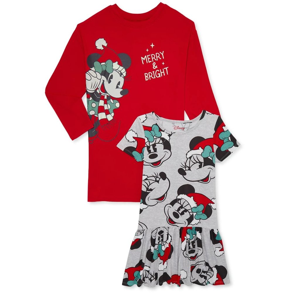 Girls Disney 2 pack  Minnie Mouse Christmas Dresses Size XS 4/5 Small 6/6X NWT